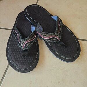 Privo Black W/Teal Stitching Penny Thong Flip Flop Sandal-Size: 11 M